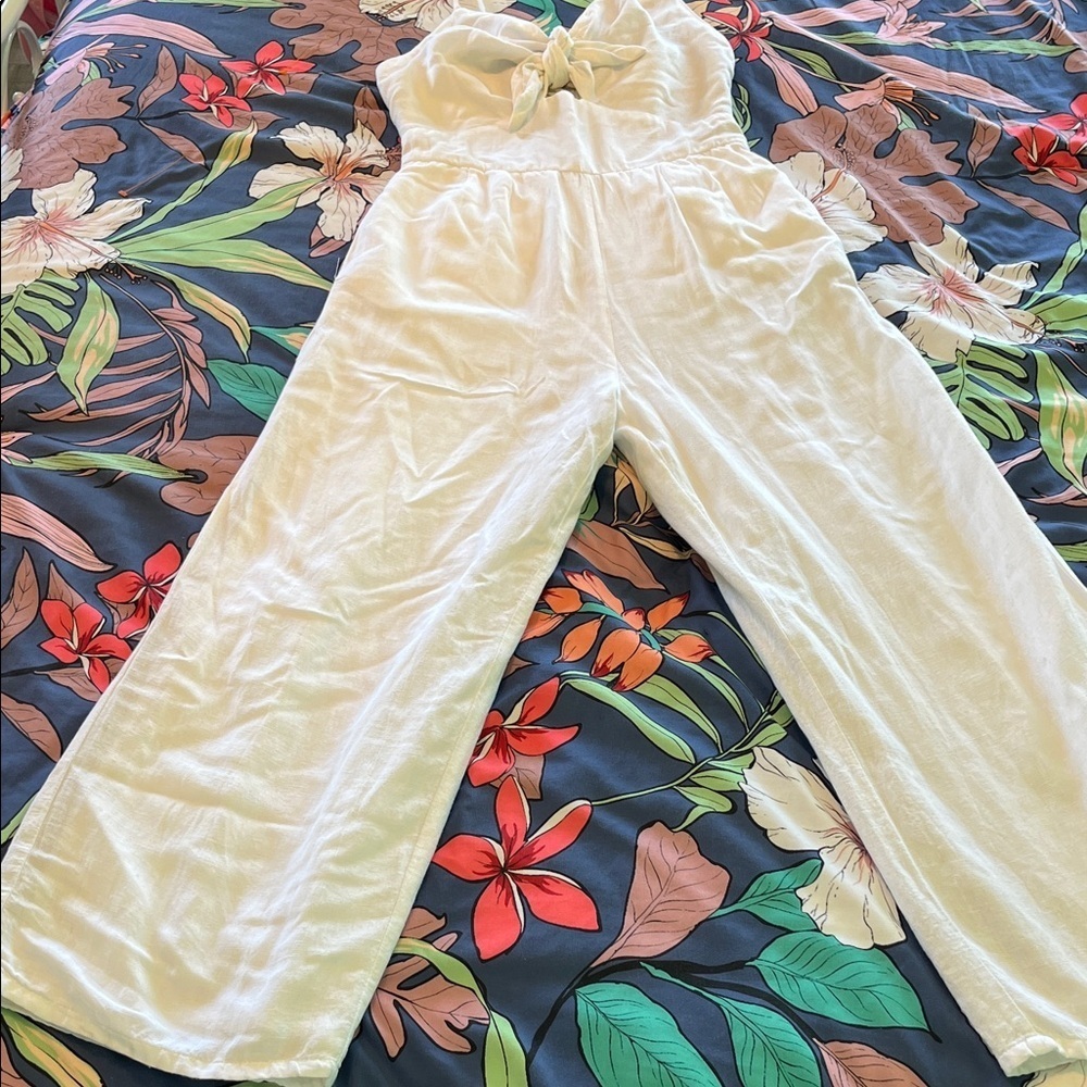 White wide leg jumpsuit new